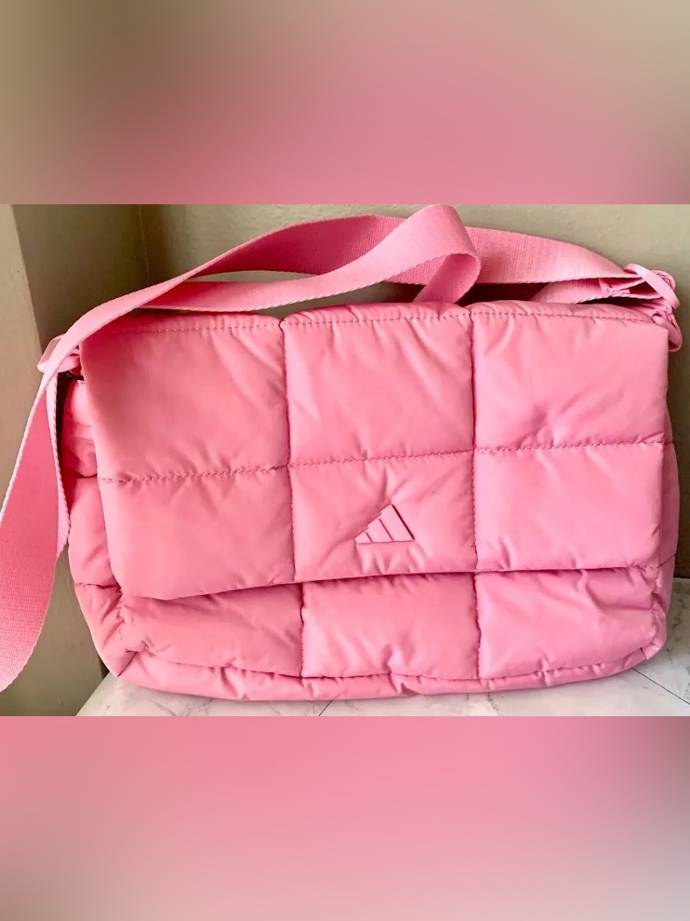 adidas Bubble Quilted Pink Crossbody Bag - Picture 3 of 3